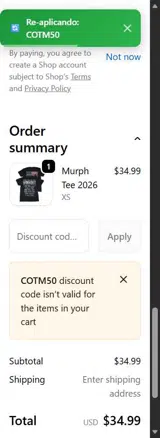 COTM50 coupon verification screenshot