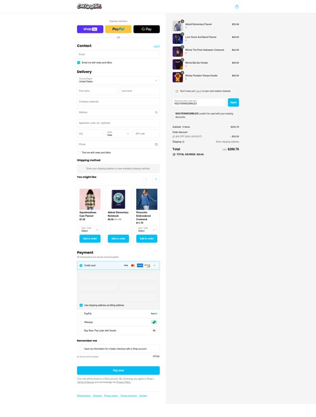 Cakeworthy checkout page showing Cakeworthy discount code box | Screenshot taken by SimplyCodes community member on Aug 26, 2025