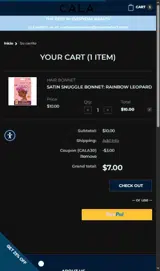 CALA30 coupon verification screenshot