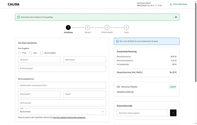 Calida checkout page showing Calida promo code box | Screenshot taken by SimplyCodes community member on Jul 10, 2025
