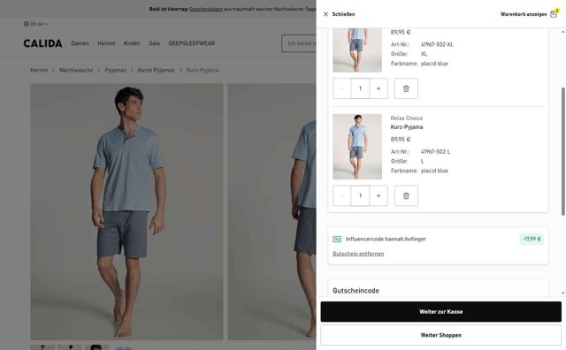 Calida checkout page showing Calida promo code box | Screenshot taken by SimplyCodes community member on May 15, 2025