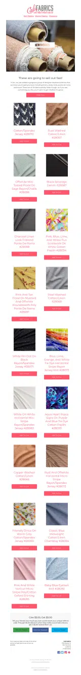 Cali Fabrics coupon verification screenshot