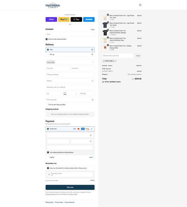 California Cowboy checkout page showing California Cowboy promo code box | Screenshot taken by SimplyCodes community member on Sep 4, 2025