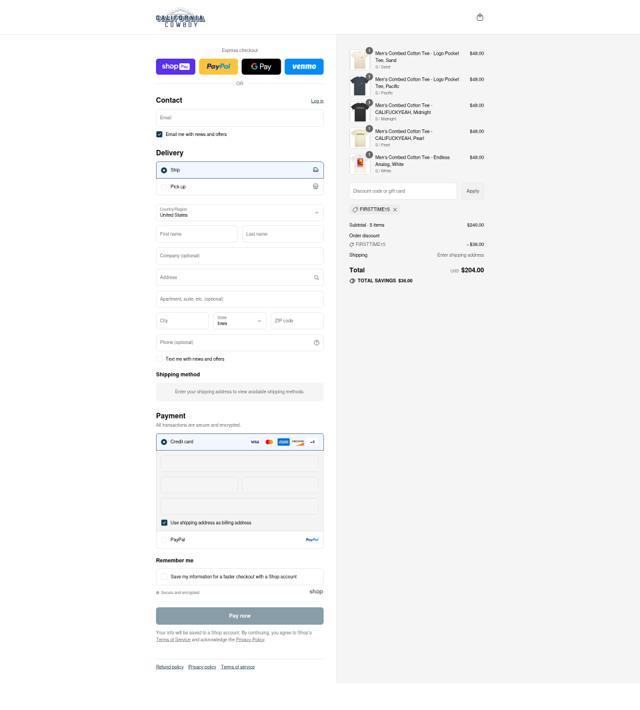 California Cowboy checkout page showing California Cowboy promo code box | Screenshot taken by SimplyCodes community member on Aug 26, 2025