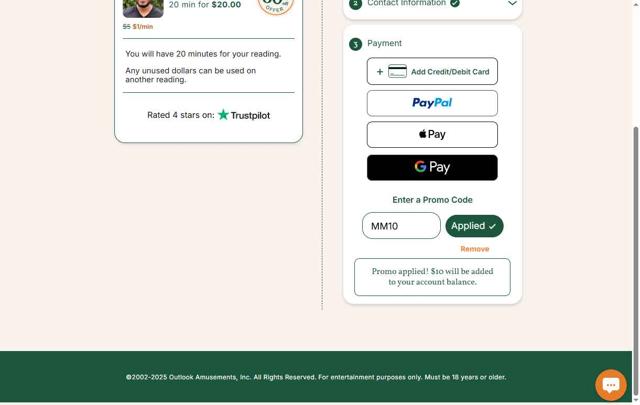 California Psychics checkout page showing California Psychics promo code box | Screenshot taken by SimplyCodes community member on Aug 30, 2025
