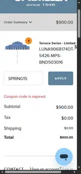 SPRING15 coupon verification screenshot