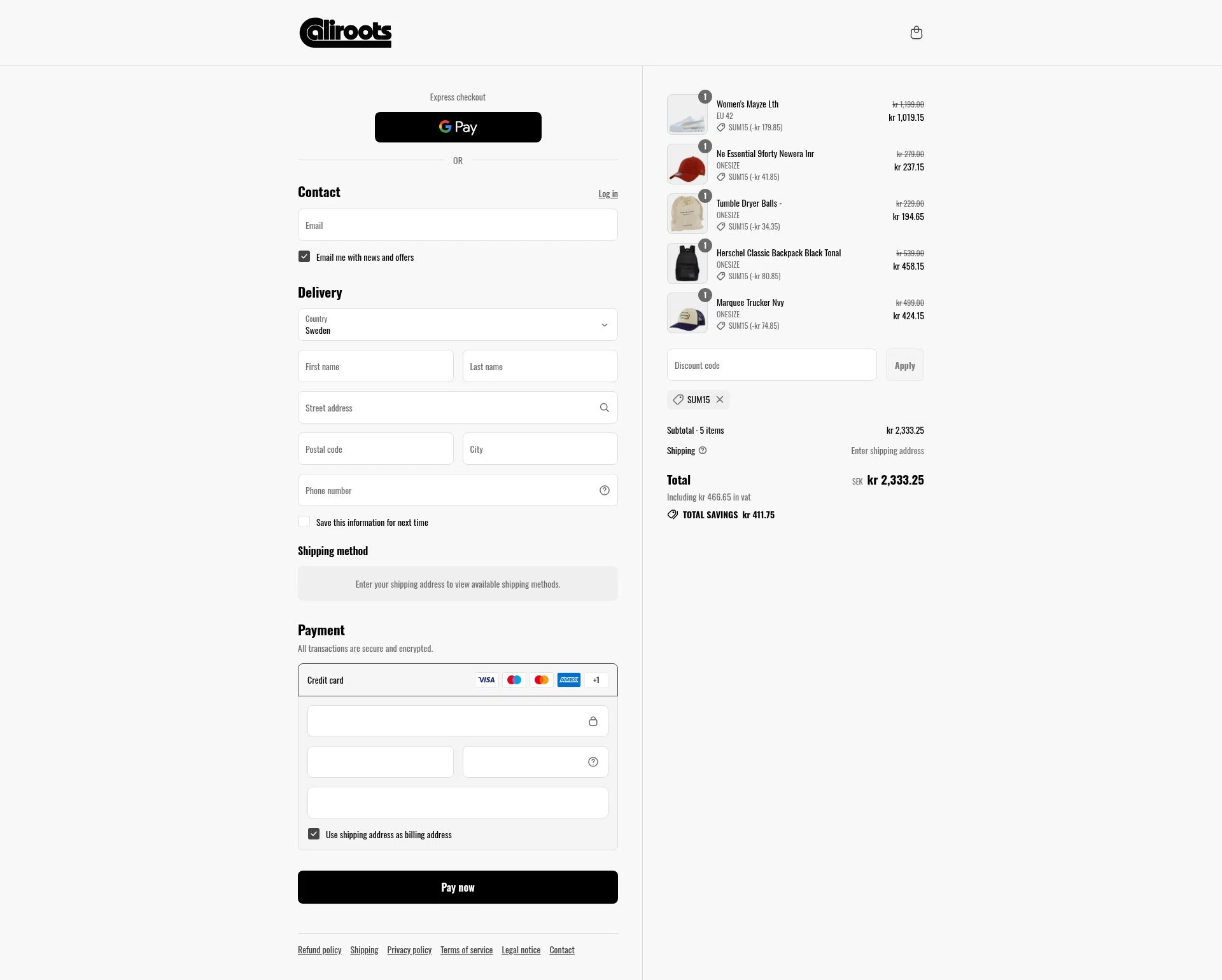 Caliroots UK checkout page showing Caliroots UK promo code box | Screenshot taken by SimplyCodes community member on Jul 31, 2025