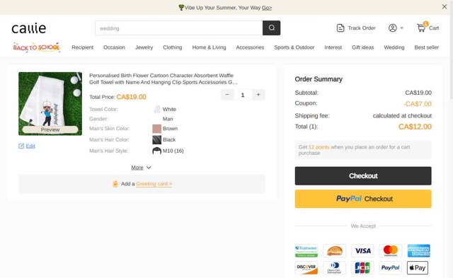 Callie US checkout page showing Callie US promo code box | Screenshot taken by SimplyCodes community member on Aug 14, 2025