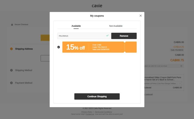 Callie US checkout page showing Callie US promo code box | Screenshot taken by SimplyCodes community member on Aug 13, 2025
