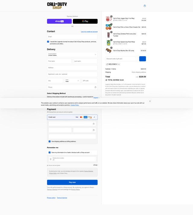 Call of Duty checkout page showing Call of Duty promo code box | Screenshot taken by SimplyCodes community member on Aug 21, 2025