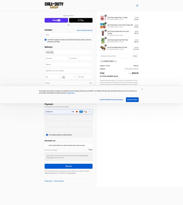 Call of Duty checkout page showing Call of Duty promo code box | Screenshot taken by SimplyCodes community member on Aug 27, 2025