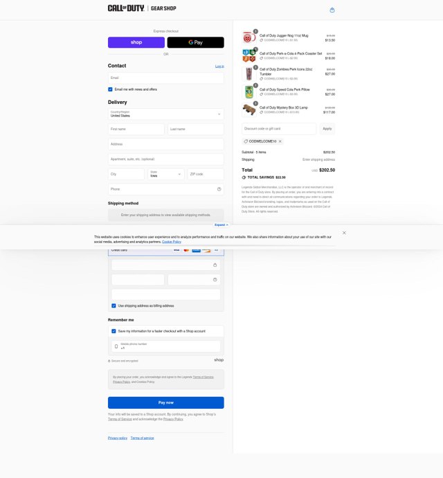Call of Duty checkout page showing Call of Duty promo code box | Screenshot taken by SimplyCodes community member on Sep 5, 2025