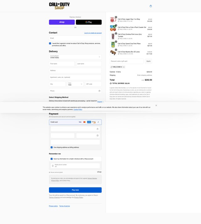 Call of Duty checkout page showing Call of Duty promo code box | Screenshot taken by SimplyCodes community member on Aug 30, 2025