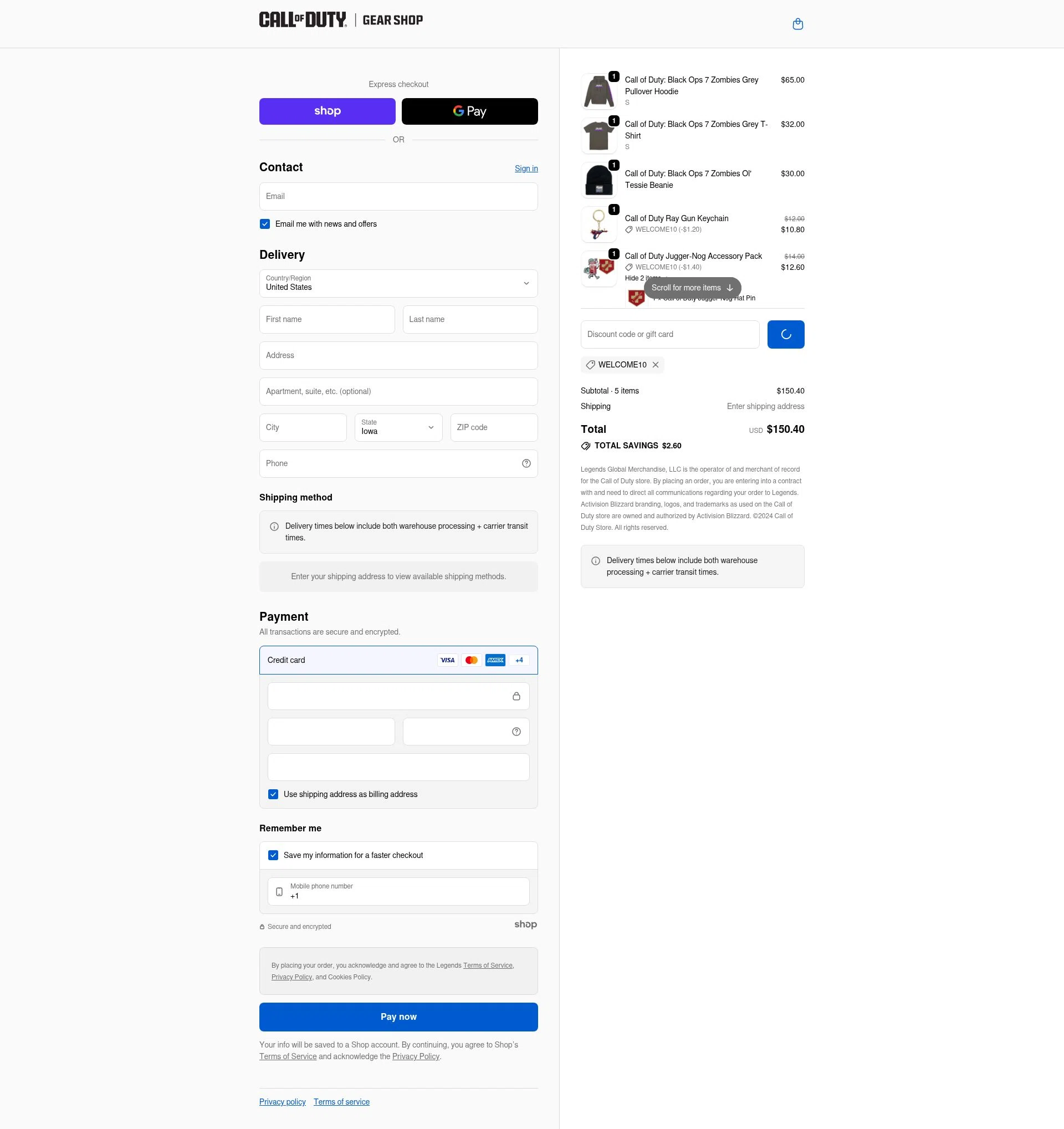 Call of Duty Store checkout page showing Call of Duty Store discount code box | Screenshot taken by SimplyCodes community member on Jan 2, 2026