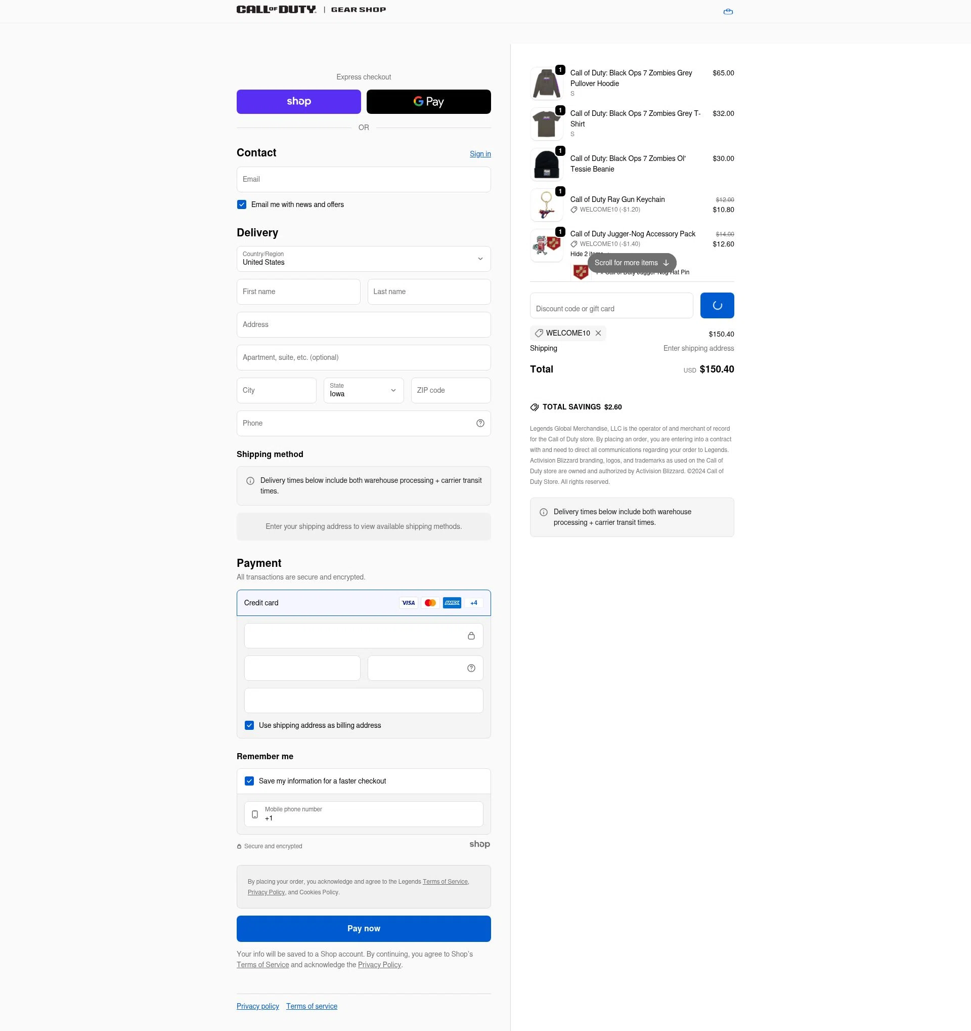Call of Duty Store checkout page showing Call of Duty Store discount code box | Screenshot taken by SimplyCodes community member on Dec 28, 2025