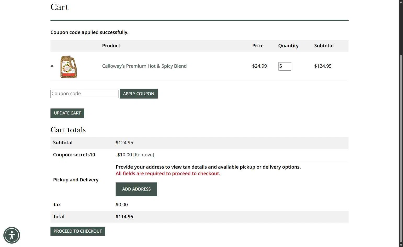 Calloway's Nursery checkout page showing Calloway's Nursery promo code box | Screenshot taken by SimplyCodes community member on Sep 24, 2025