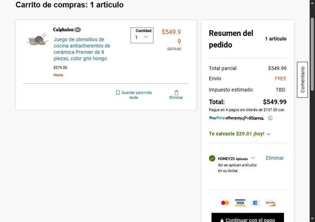 Calphalon checkout page showing Calphalon coupon code box | Screenshot taken by SimplyCodes community member on Aug 21, 2025
