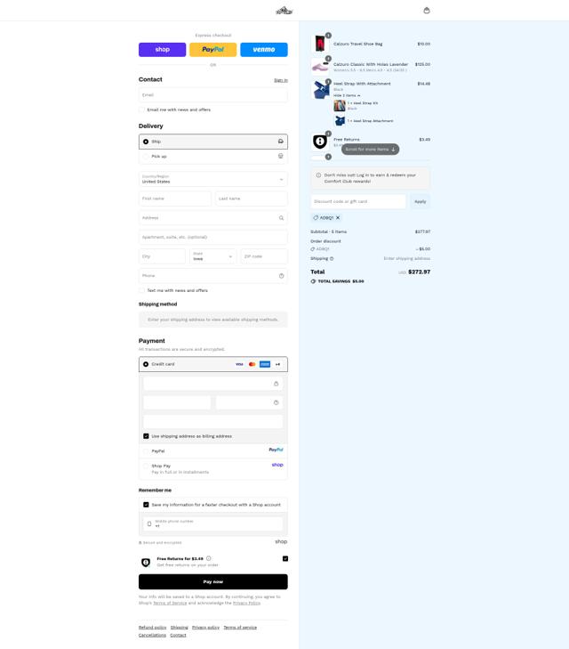Calzuro checkout page showing Calzuro coupon code box | Screenshot taken by SimplyCodes community member on Sep 12, 2025