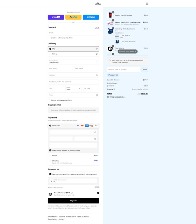 Calzuro checkout page showing Calzuro coupon code box | Screenshot taken by SimplyCodes community member on Aug 27, 2025