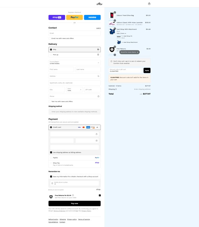 Calzuro checkout page showing Calzuro coupon code box | Screenshot taken by SimplyCodes community member on Aug 27, 2025