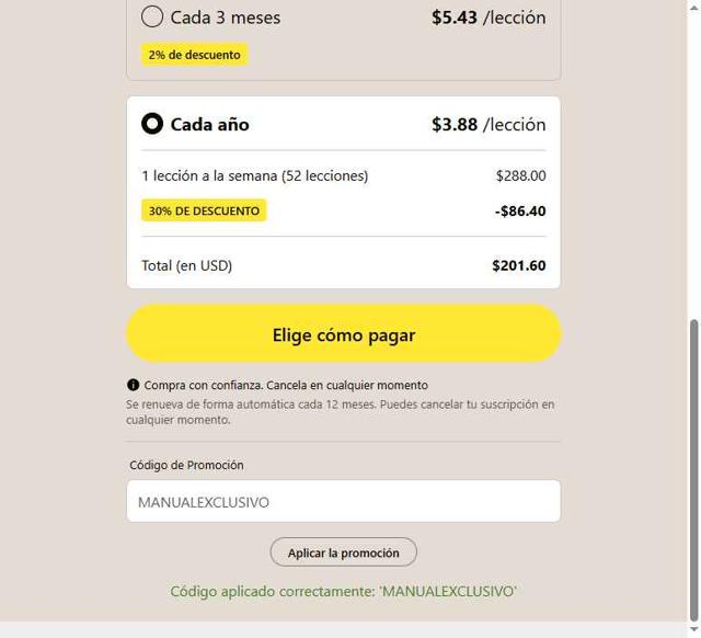 Cambly checkout page showing Cambly promo code box | Screenshot taken by SimplyCodes community member on Sep 10, 2025