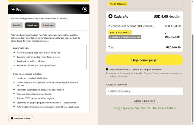 Cambly checkout page showing Cambly promo code box | Screenshot taken by SimplyCodes community member on Aug 11, 2025