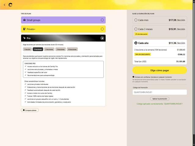 Cambly checkout page showing Cambly promo code box | Screenshot taken by SimplyCodes community member on Aug 31, 2025