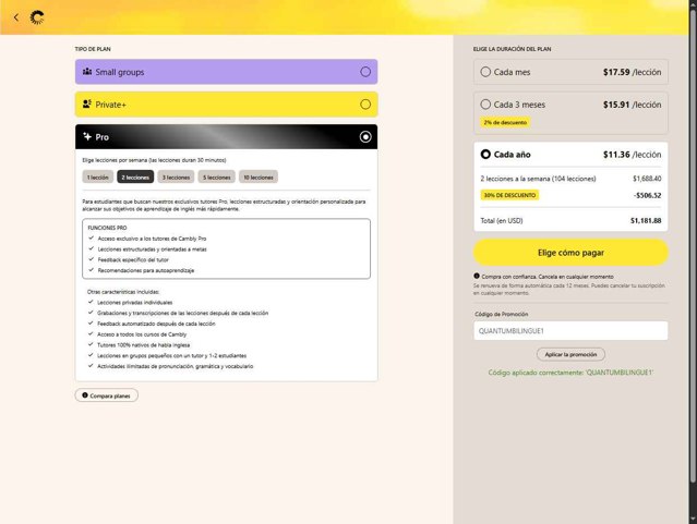 Cambly checkout page showing Cambly promo code box | Screenshot taken by SimplyCodes community member on Aug 31, 2025