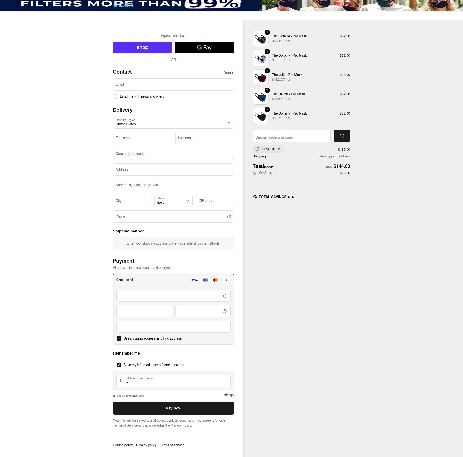 Cambridge Mask checkout page showing Cambridge Mask promo code box | Screenshot taken by SimplyCodes community member on Dec 17, 2025