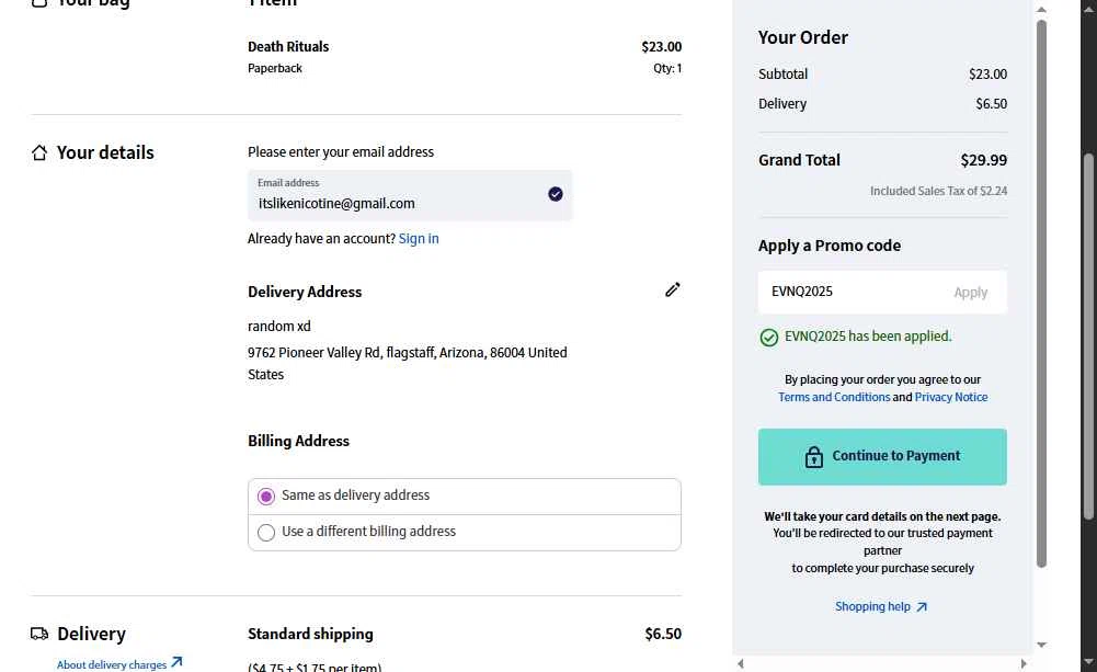 Cambridge University Press checkout page showing Cambridge University Press promo code box | Screenshot taken by SimplyCodes community member on Dec 30, 2025