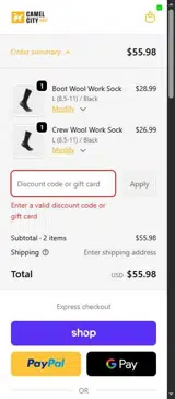 Camel City Mill coupon verification screenshot