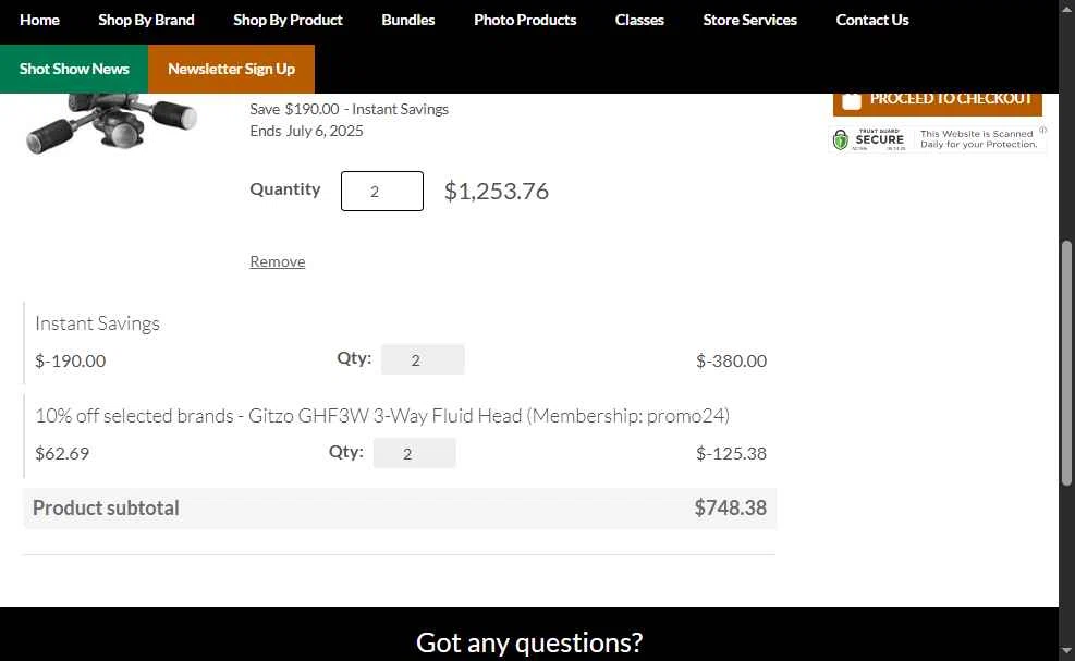 Camera Land NY checkout page showing Camera Land NY promo code box | Screenshot taken by SimplyCodes community member on Jun 22, 2025