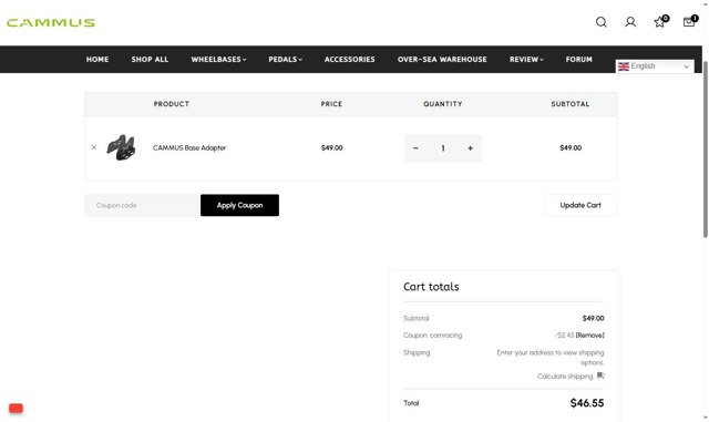 CAMMUS checkout page showing CAMMUS discount code box | Screenshot taken by SimplyCodes community member on Sep 7, 2025