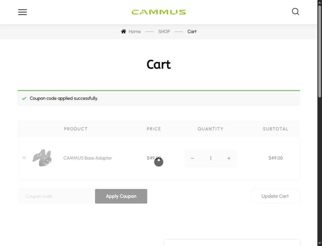 CAMMUS checkout page showing CAMMUS discount code box | Screenshot taken by SimplyCodes community member on Sep 6, 2025