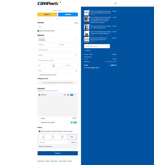 Campark checkout page showing Campark discount code box | Screenshot taken by SimplyCodes community member on Sep 12, 2025