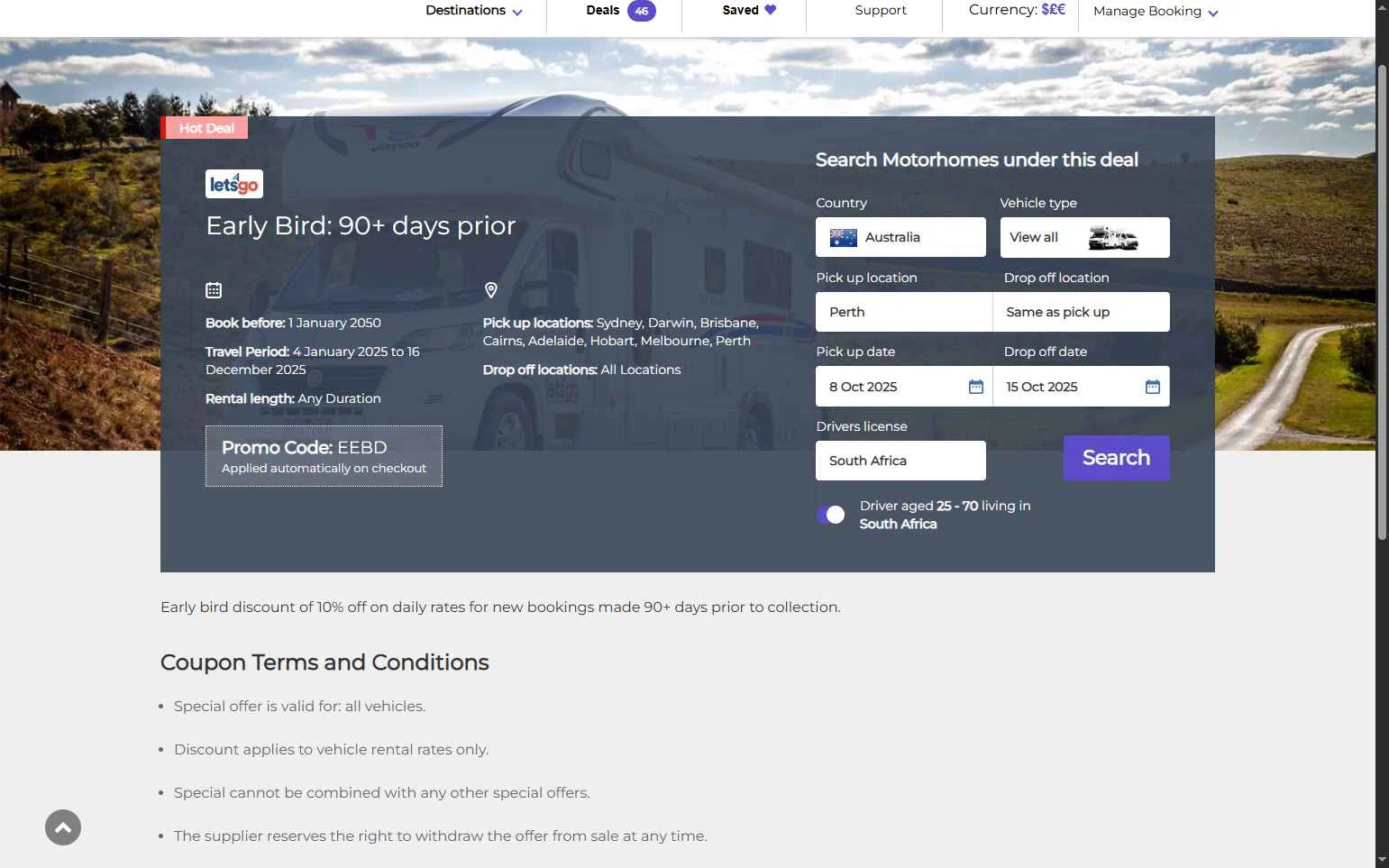 Camper Champ checkout page showing Camper Champ promo code box | Screenshot taken by SimplyCodes community member on Oct 5, 2025