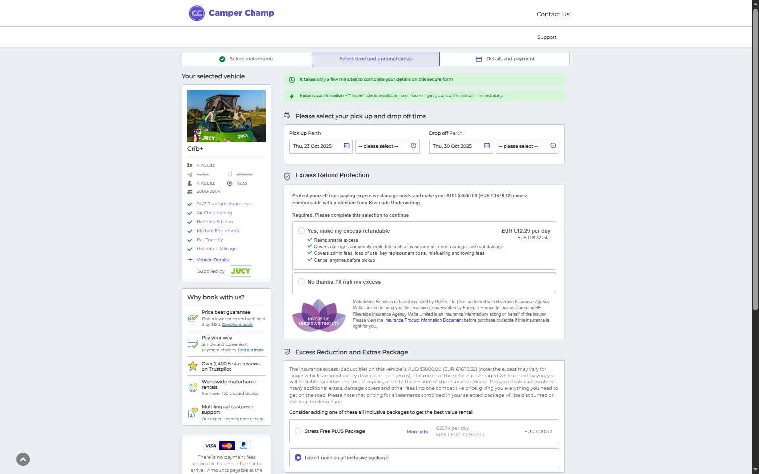 Camper Champ checkout page showing Camper Champ promo code box | Screenshot taken by SimplyCodes community member on Oct 20, 2025
