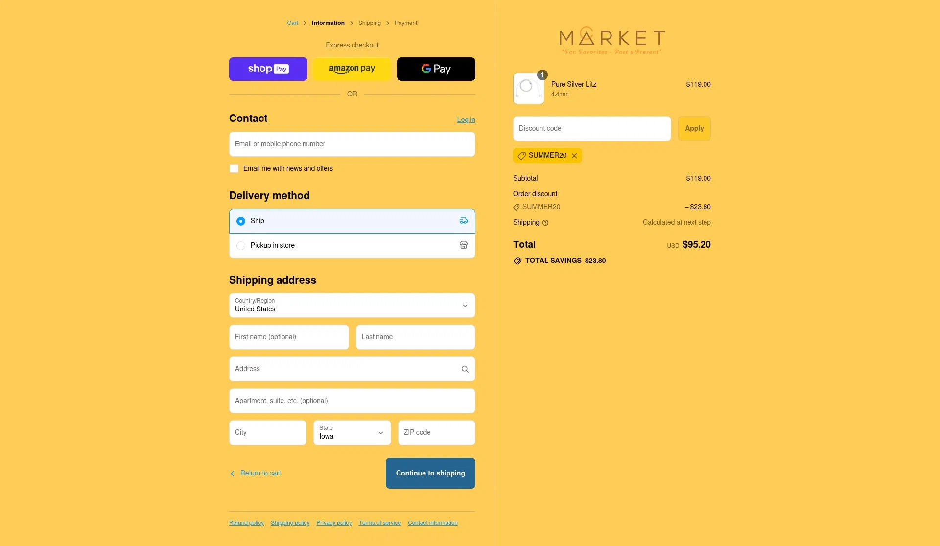 Campfire Audio Market checkout page showing Campfire Audio Market promo code box | Screenshot taken by SimplyCodes community member on Jul 22, 2025
