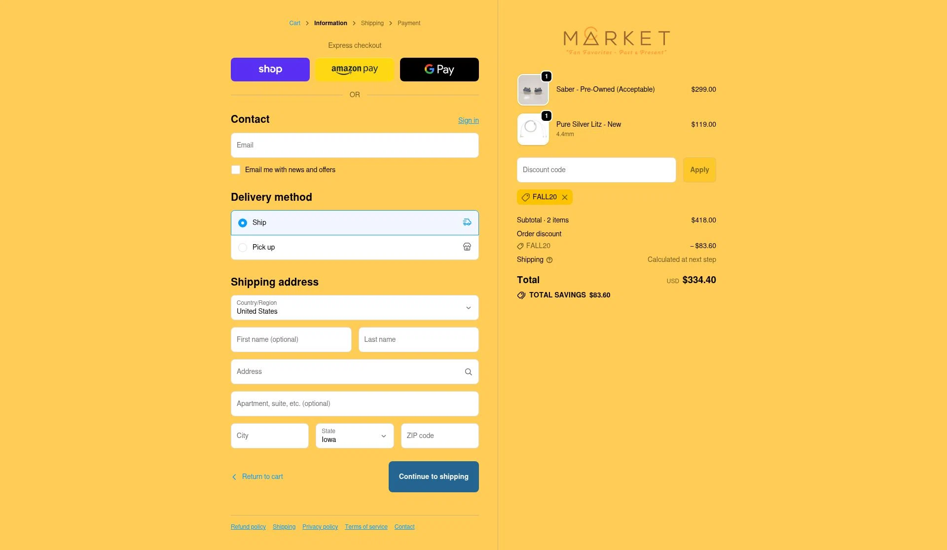 Campfire Audio Market checkout page showing Campfire Audio Market promo code box | Screenshot taken by SimplyCodes community member on Oct 13, 2025