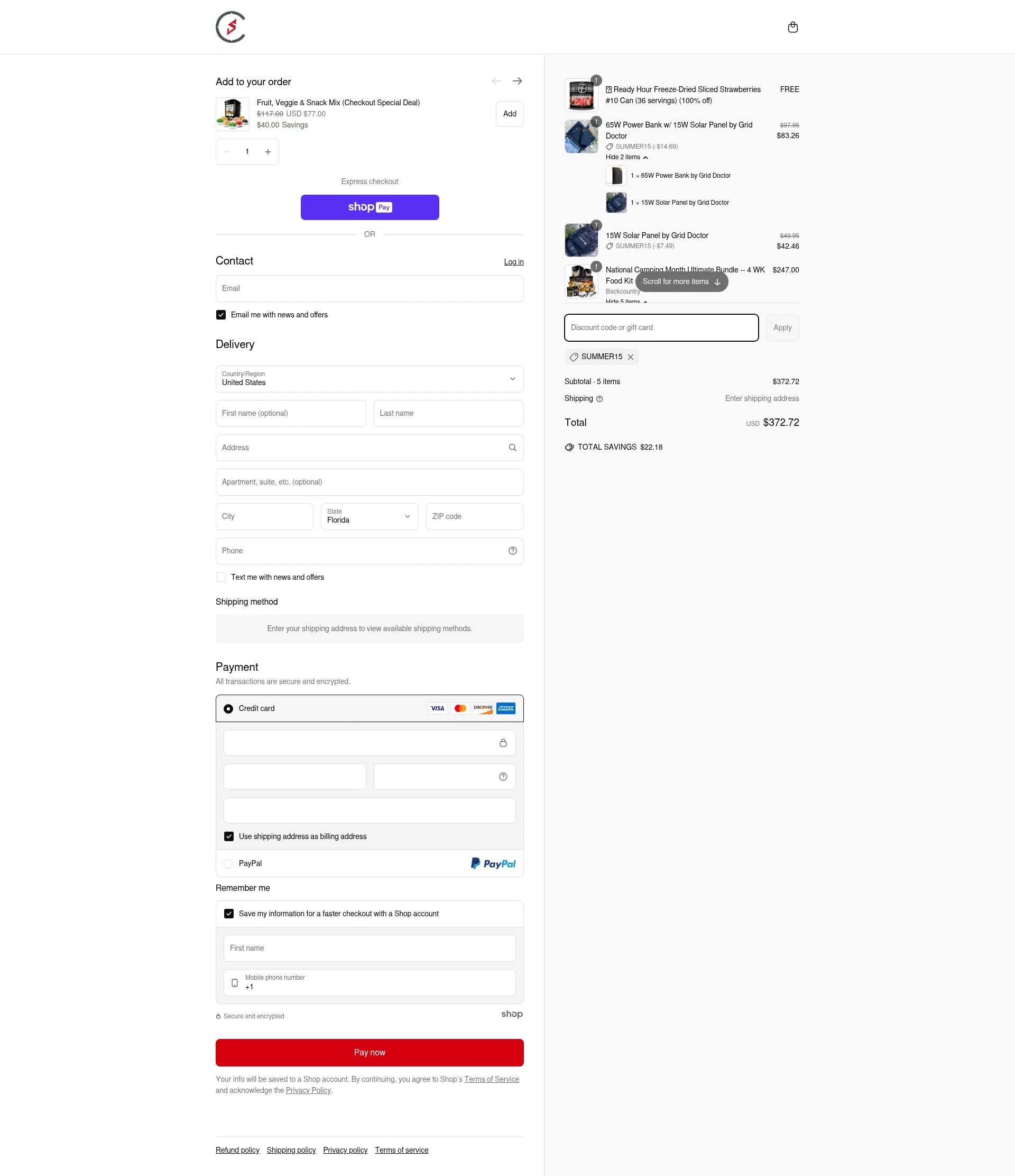 Camping Survival checkout page showing Camping Survival promo code box | Screenshot taken by SimplyCodes community member on Jun 19, 2025