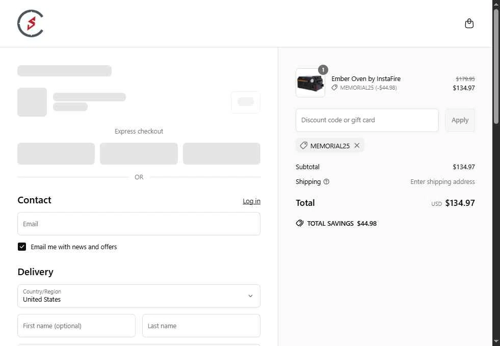 Camping Survival checkout page showing Camping Survival promo code box | Screenshot taken by SimplyCodes community member on May 23, 2025