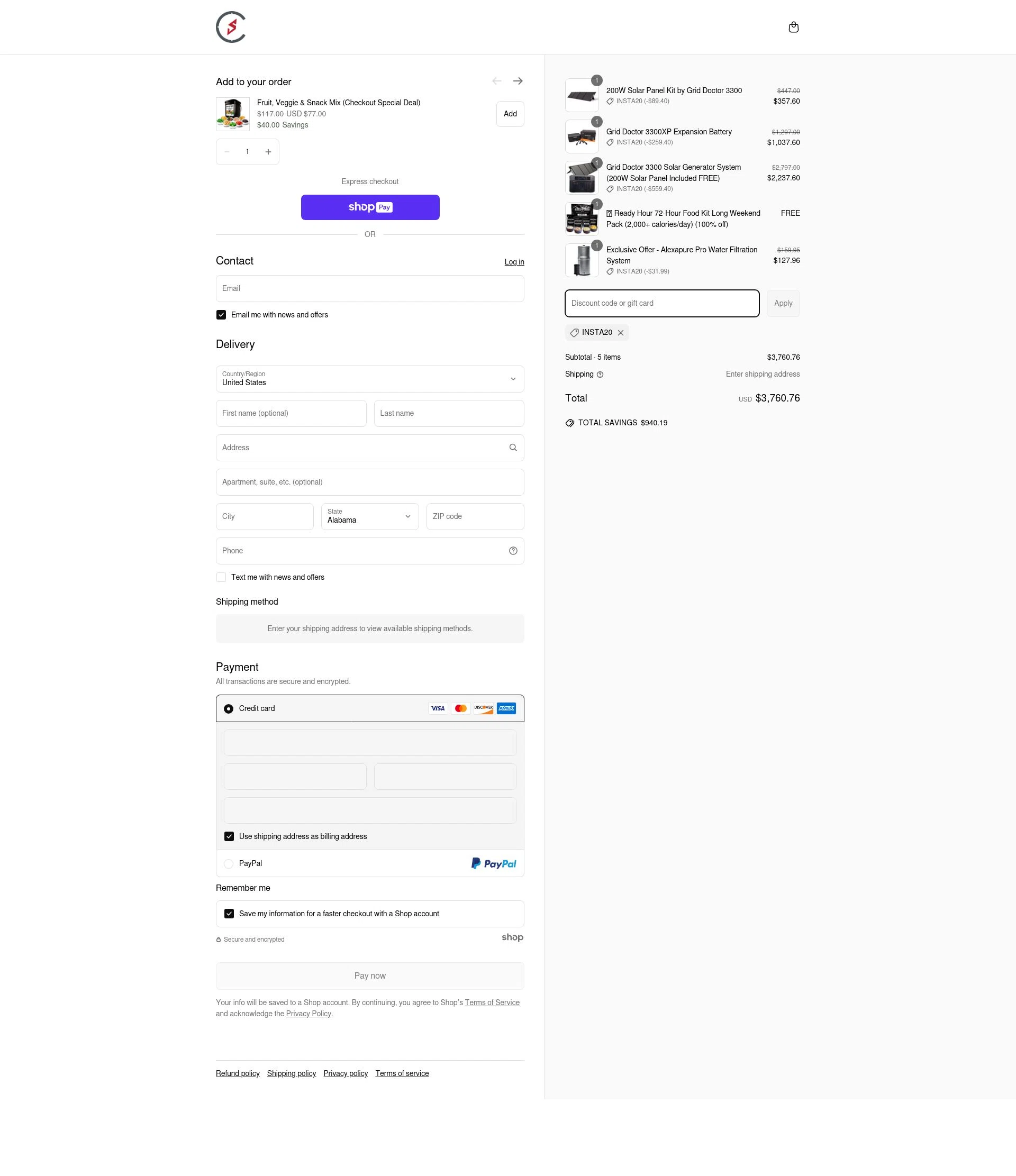 Camping Survival checkout page showing Camping Survival promo code box | Screenshot taken by SimplyCodes community member on May 14, 2025