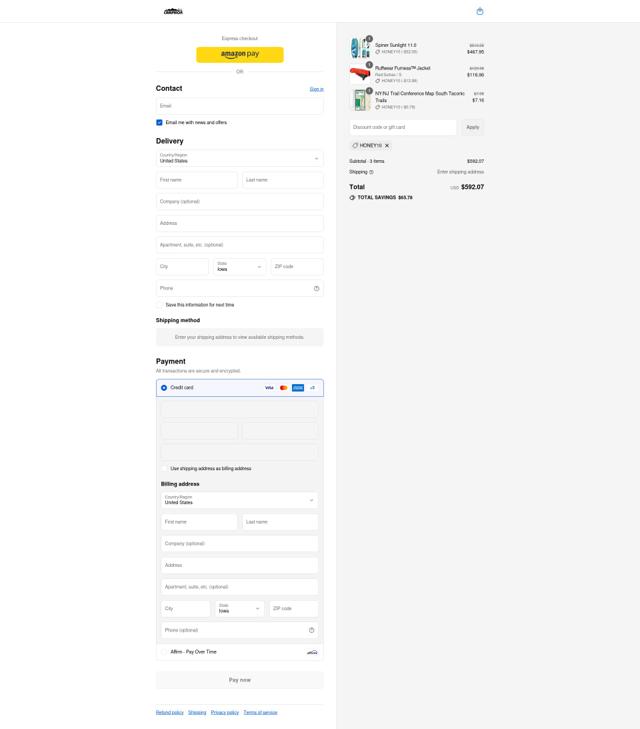 Campmor checkout page showing Campmor coupon code box | Screenshot taken by SimplyCodes community member on Sep 12, 2025