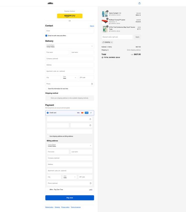 Campmor checkout page showing Campmor coupon code box | Screenshot taken by SimplyCodes community member on Sep 12, 2025