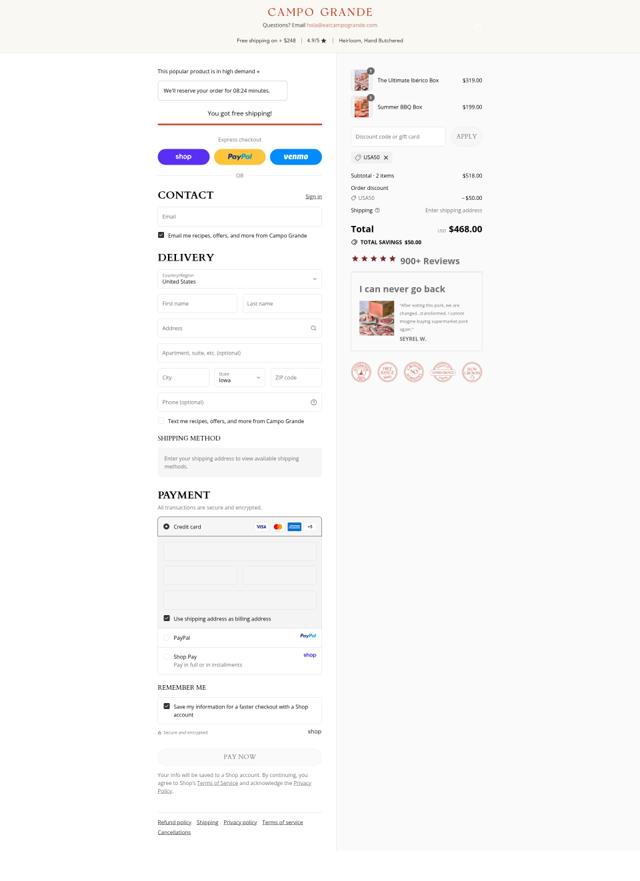 Campo Grande checkout page showing Campo Grande discount code box | Screenshot taken by SimplyCodes community member on Sep 13, 2025