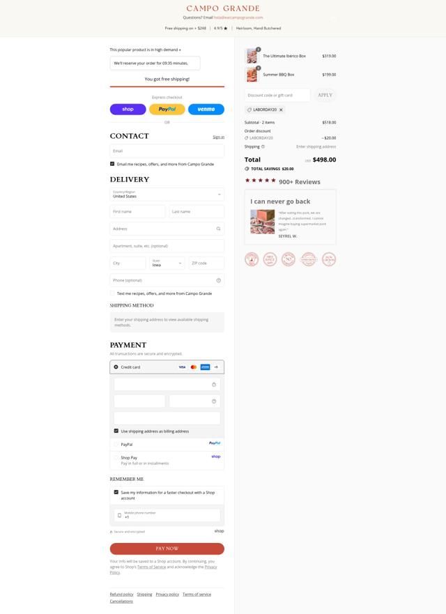 Campo Grande checkout page showing Campo Grande discount code box | Screenshot taken by SimplyCodes community member on Sep 13, 2025