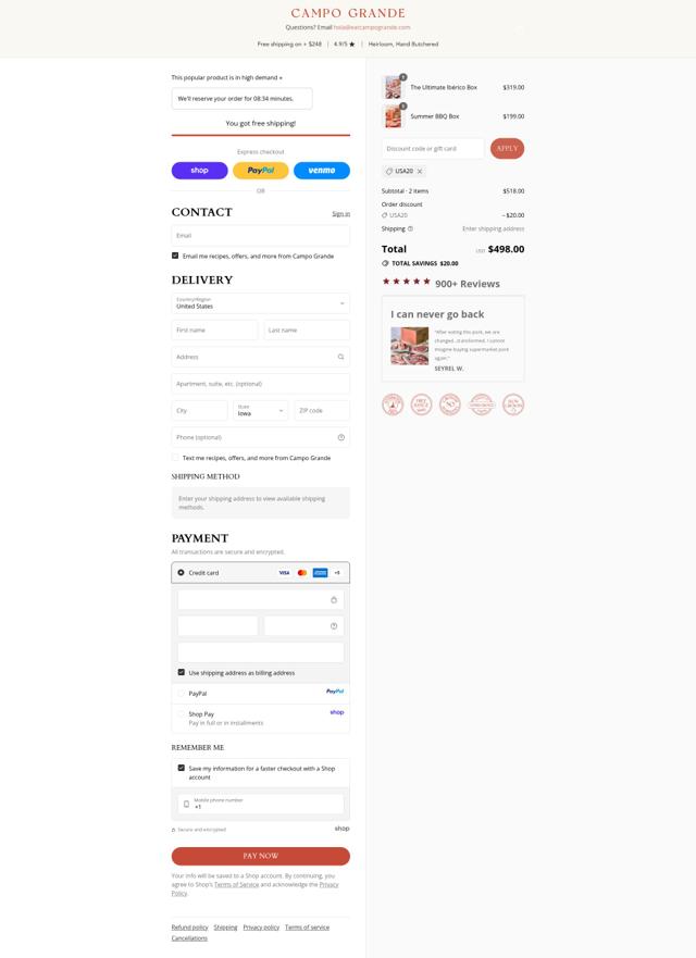 Campo Grande checkout page showing Campo Grande discount code box | Screenshot taken by SimplyCodes community member on Sep 13, 2025