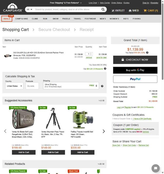 CampSaver checkout page showing CampSaver coupon code box | Screenshot taken by SimplyCodes community member on Aug 25, 2025