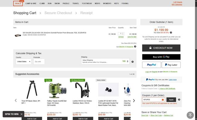 CampSaver checkout page showing CampSaver coupon code box | Screenshot taken by SimplyCodes community member on Sep 7, 2025