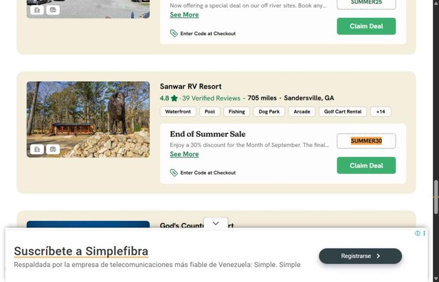 Campspot checkout page showing Campspot promo code box | Screenshot taken by SimplyCodes community member on Aug 27, 2025